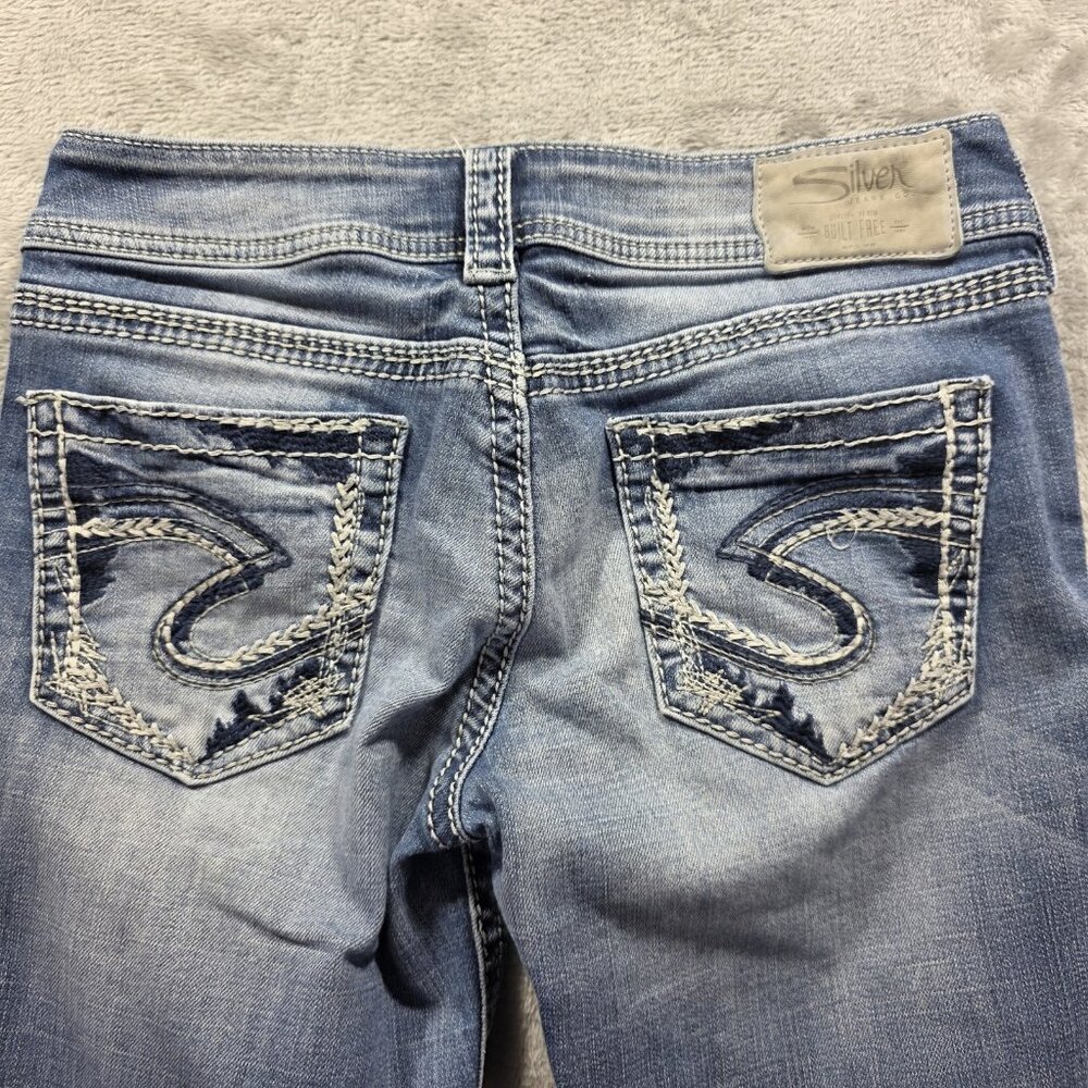 Silver Jeans Suki Capri Womens 26 Mid Rise Stretch Denim Embroidered Pockets Jea - Picture 3 of 11
